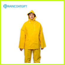 Traje de lluvia de poliéster PVC 2 piezas amarillo Rpp-039